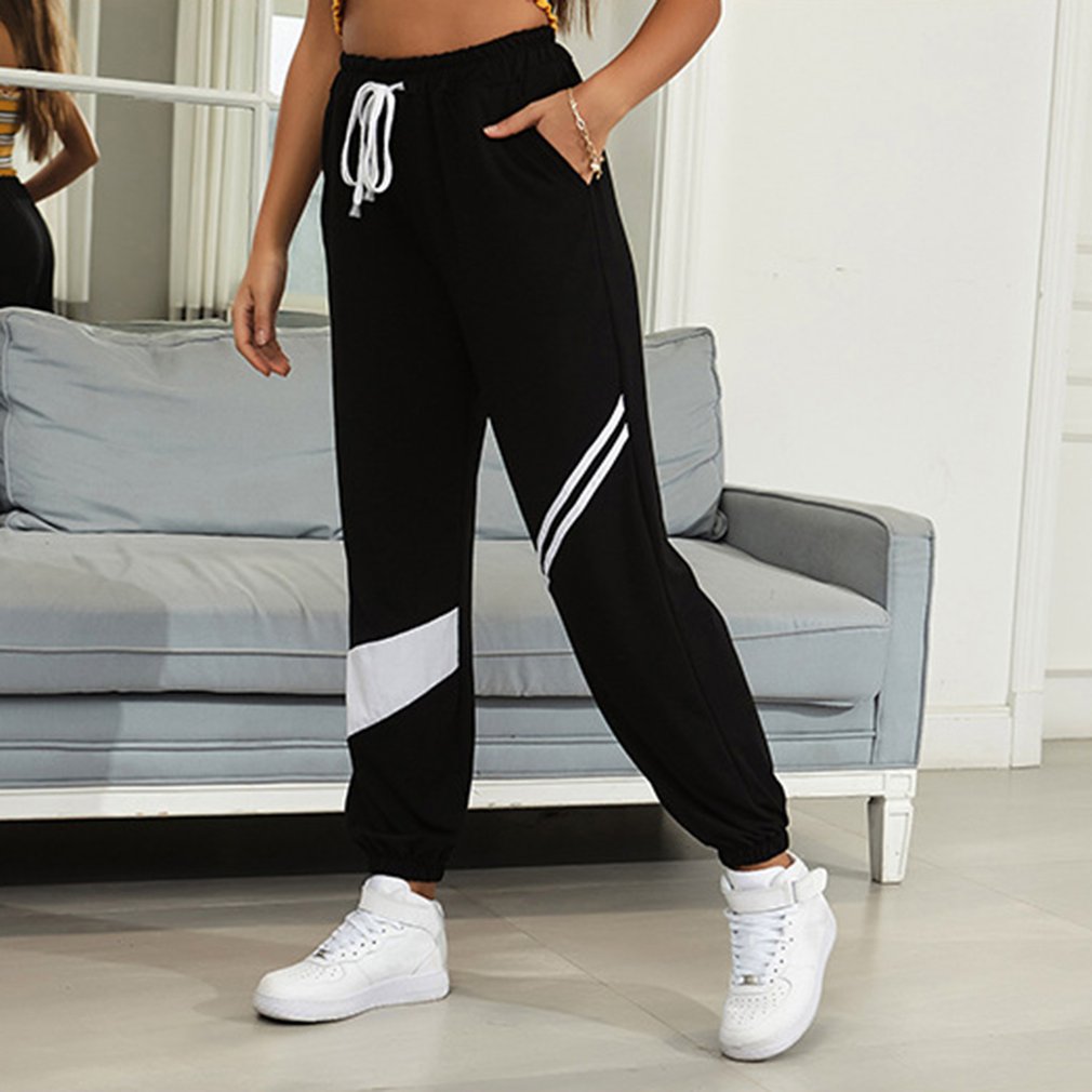 High Waist Quick-Drying Loose Striped Jogging Pants